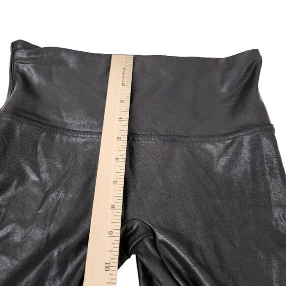 Spanx Leggings Medium Black Faux Vegan Leather Stretch High Rise‎ Full Length - Picture 7 of 8